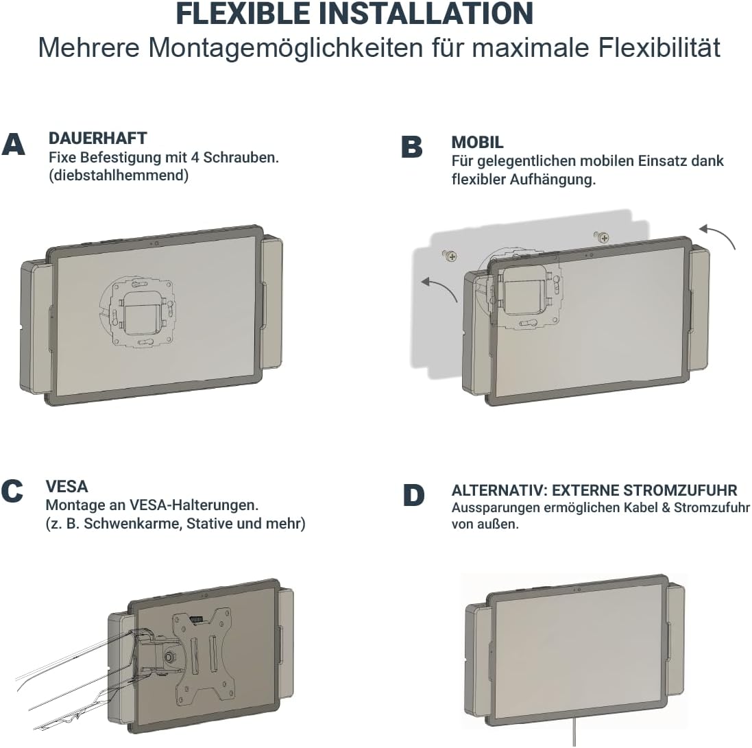 Flache Tablet-Wandhalterung aus Aluminium – Produktansicht 5