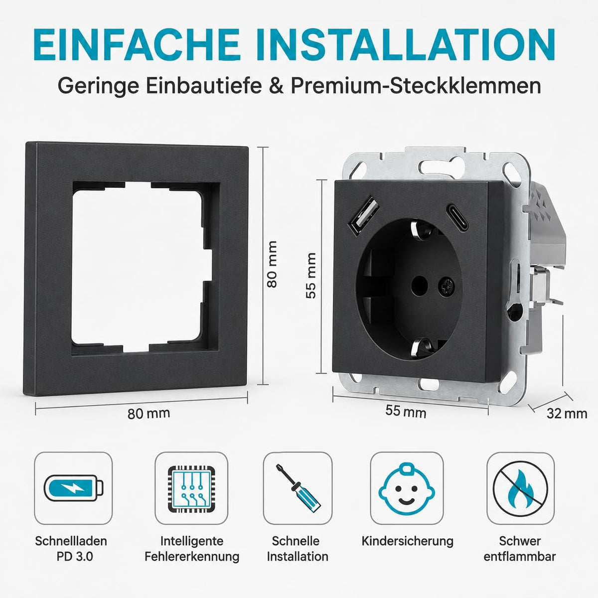 USB-Ladesteckdose in Anthrazit – Produktansicht 9