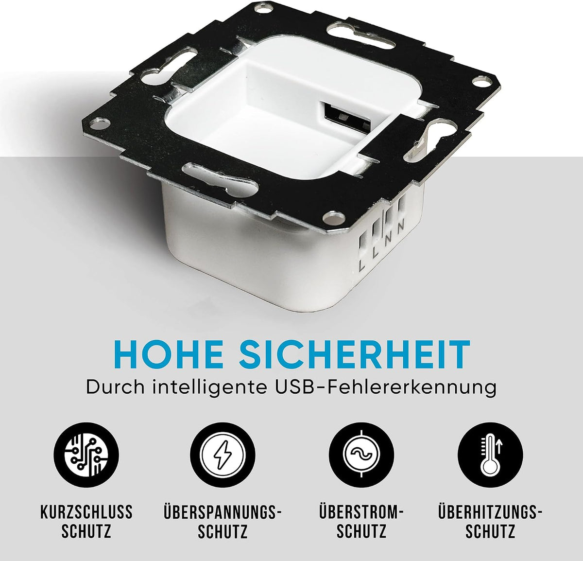 USB-Unterputz-Netzteil für Tablets – Produktansicht 2